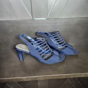 Impo Navy Strappy Slingback Heels Womens Size 8 With 3" Heel